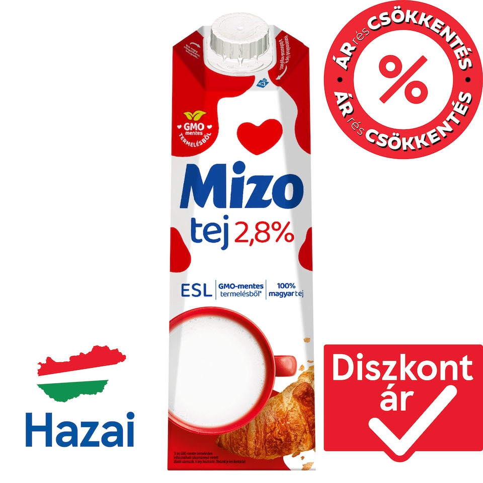 Mizo ESL félzsíros tej 2,8% 1 l