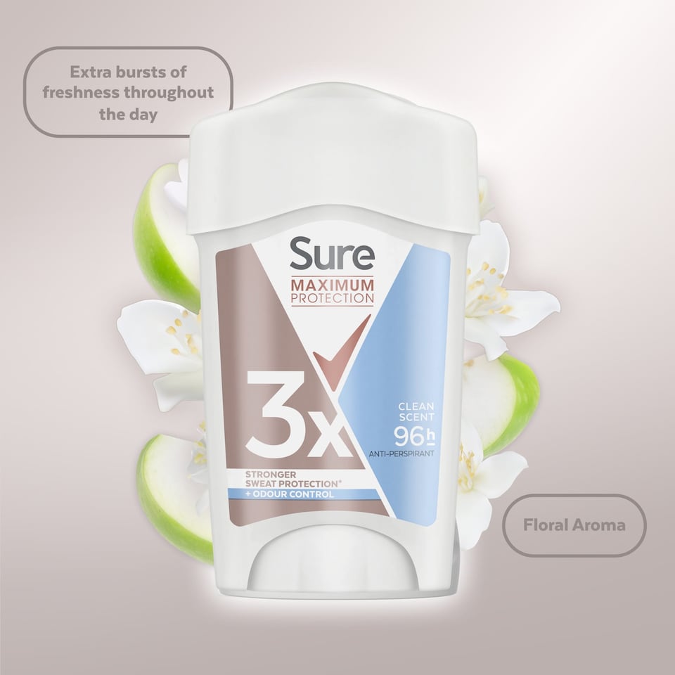 image 1 of Sure Women Clean Scent 96h Maximum Protection Antiperspirant Deodorant Cream 45ml