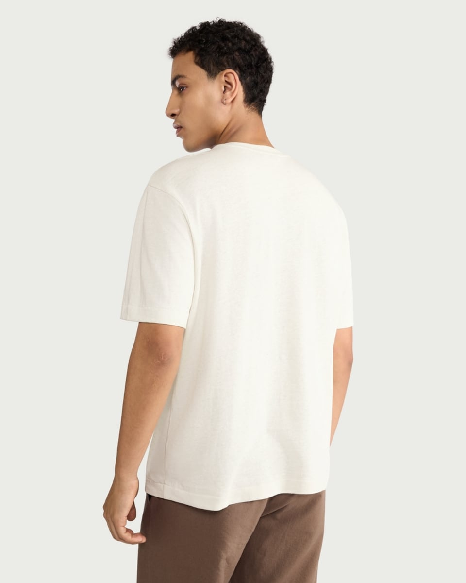 image 1 of F&F Edit Linen Rich Crew Neck T-Shirt in Cream