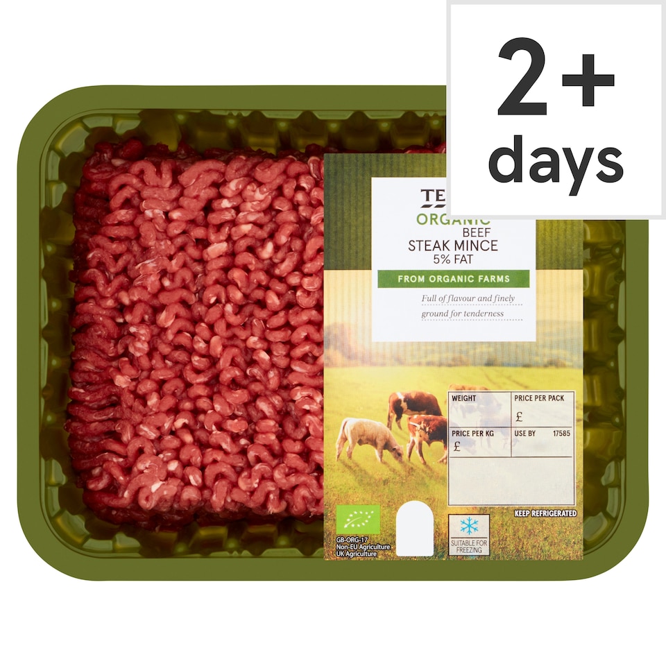 Tesco Organic British Beef Steak Mince 5% Fat 500G