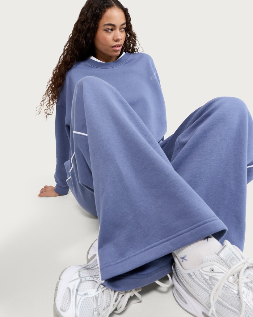 OH ME OH MY Cotton Rich Wide Leg Joggers in Blue
