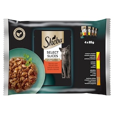 Sheba Select Slices teljes értékű nedves eledel felnőtt macskáknak zamatos választék 4x85 g (340 g)