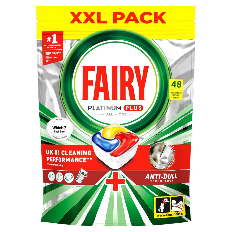 image 1 of Fairy Platinum Plus 48 Lemon Dishwasher Tablets 745G