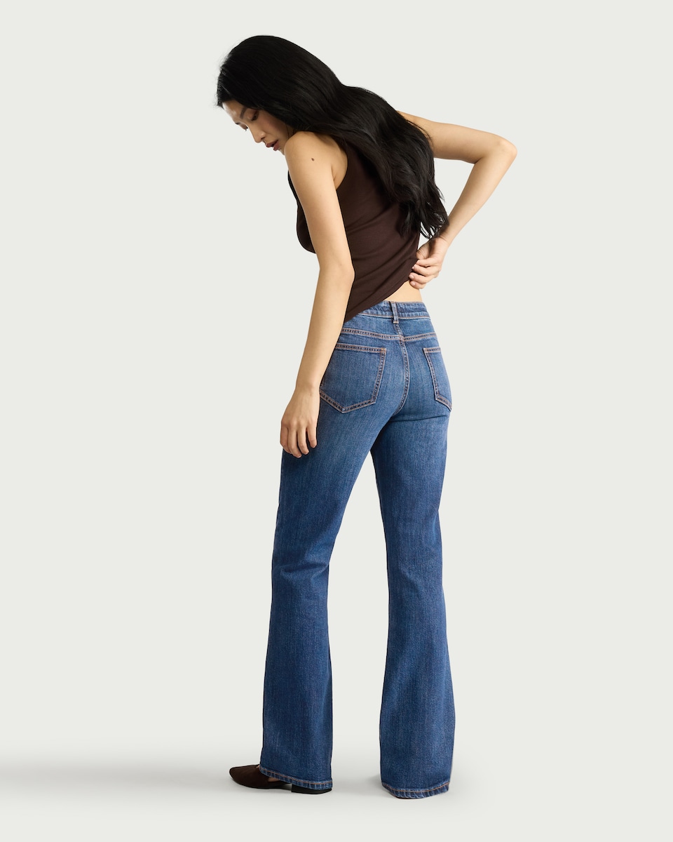 image 1 of F&F Mid Rise Bootcut Jeans in Navy
