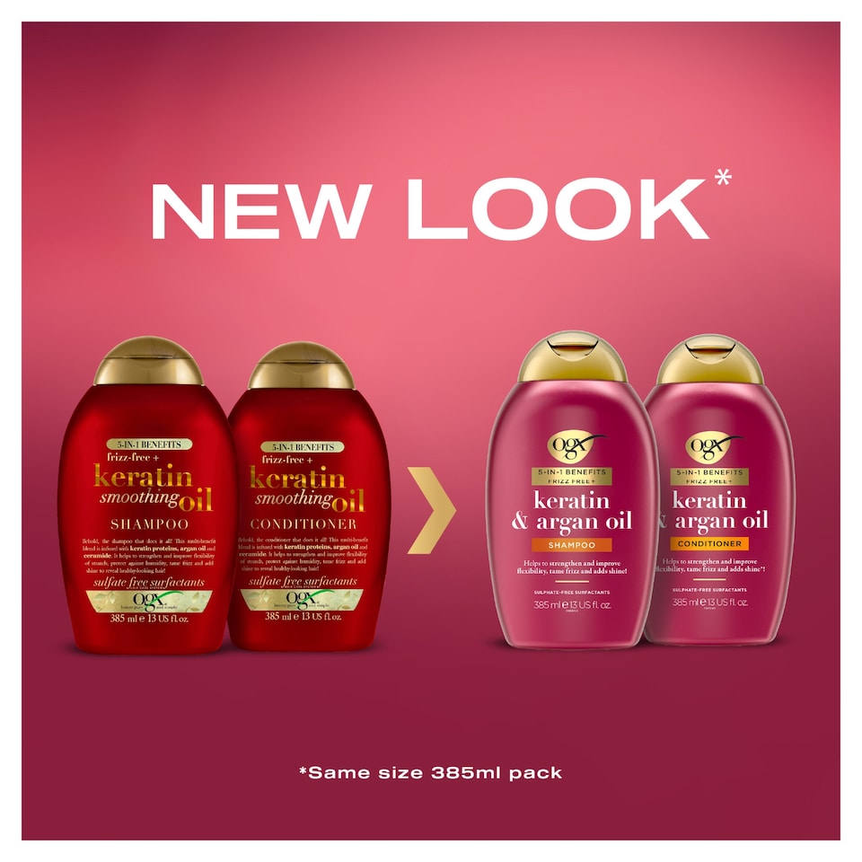image 1 of OGX Anti-Frizz Keratin Smoothing Oil Conditioner Sulphate Free 385ml