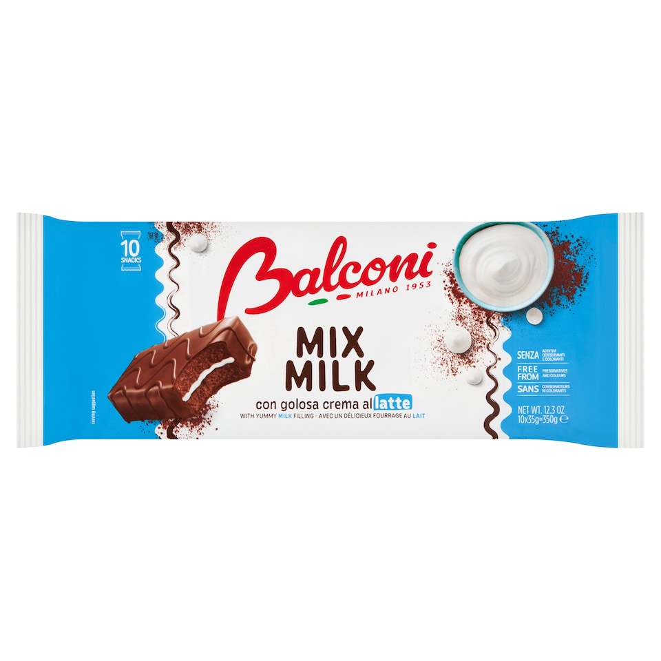 Balconi Mix Milk édes sütőipari termék zsírszegény kakaótartalmú bevonattal 10 x 35 g (350 g)