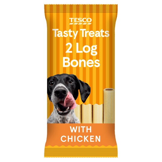 Tesco 2 Filled Log Bone Dog Treats 200G Tesco Groceries