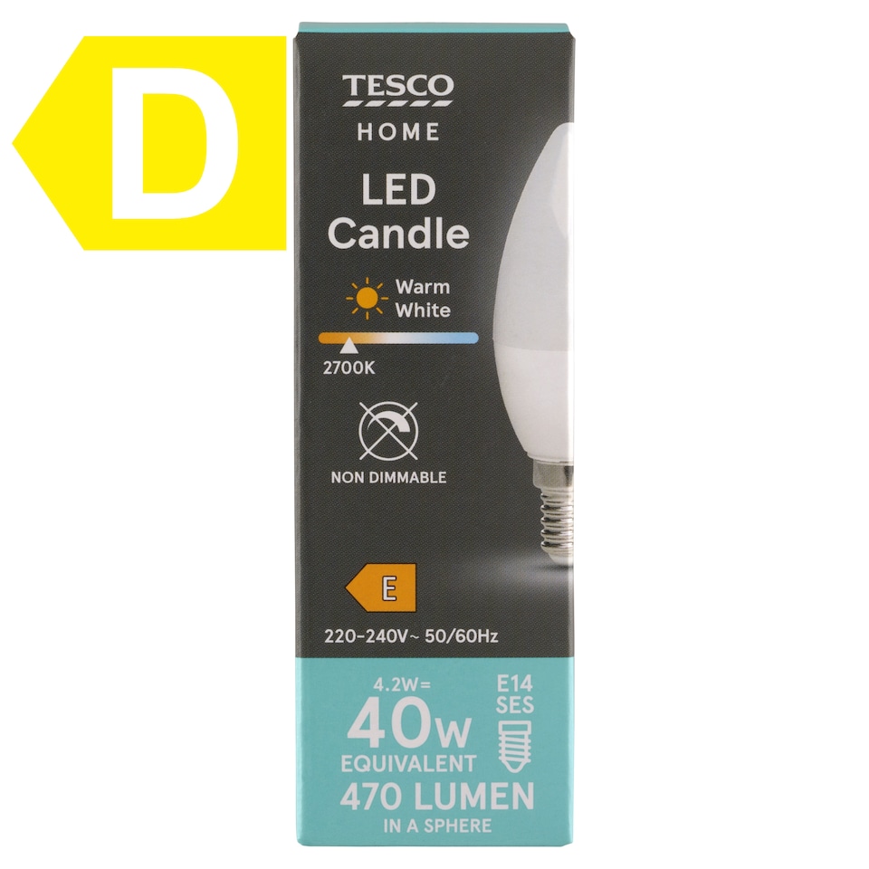 Tesco Home E14 470 lm 40 W 2700K LED gyertya  1. kép