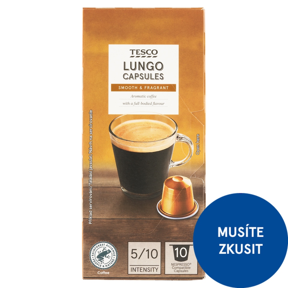 Tesco Lungo Roasted Ground Coffee in Capsules 10 pcs 54g
