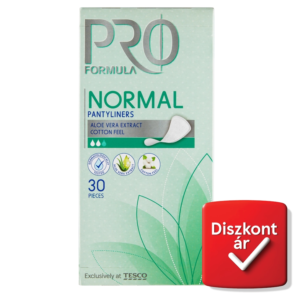 Tesco Pro Formula Normal Aloe Vera Panty Liners for Everyday Use 30 pcs