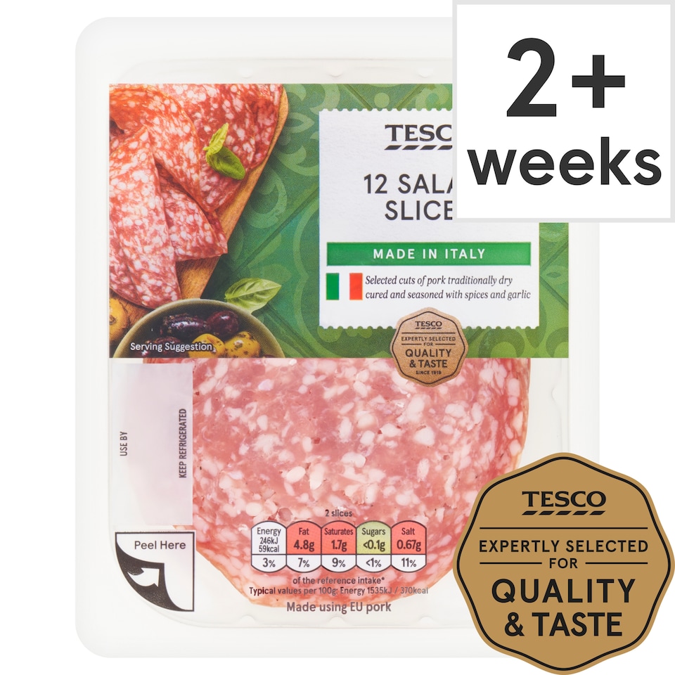 Tesco Salami Slices 12 Pack 100g