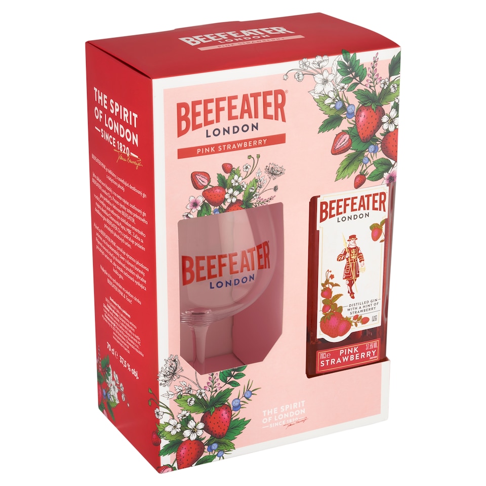 image 1 of Beefeater London Pink Strawberry Gin 37.5% 70 cl + Glass