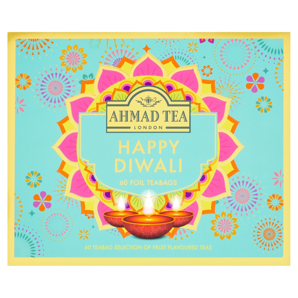Ahmad Tea Happy Diwali 60 Teabag Selection of fruit flavoured black teas 120g