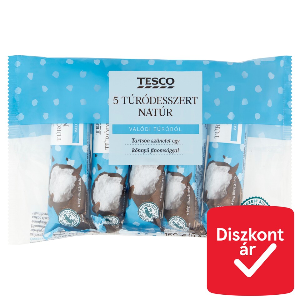 Tesco natúr túródesszert kakaós bevonattal 5 x 30 g (150 g)