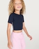 image 1 of F&F Active Girls Cropped Short Sleeved T-Shirt in Navy