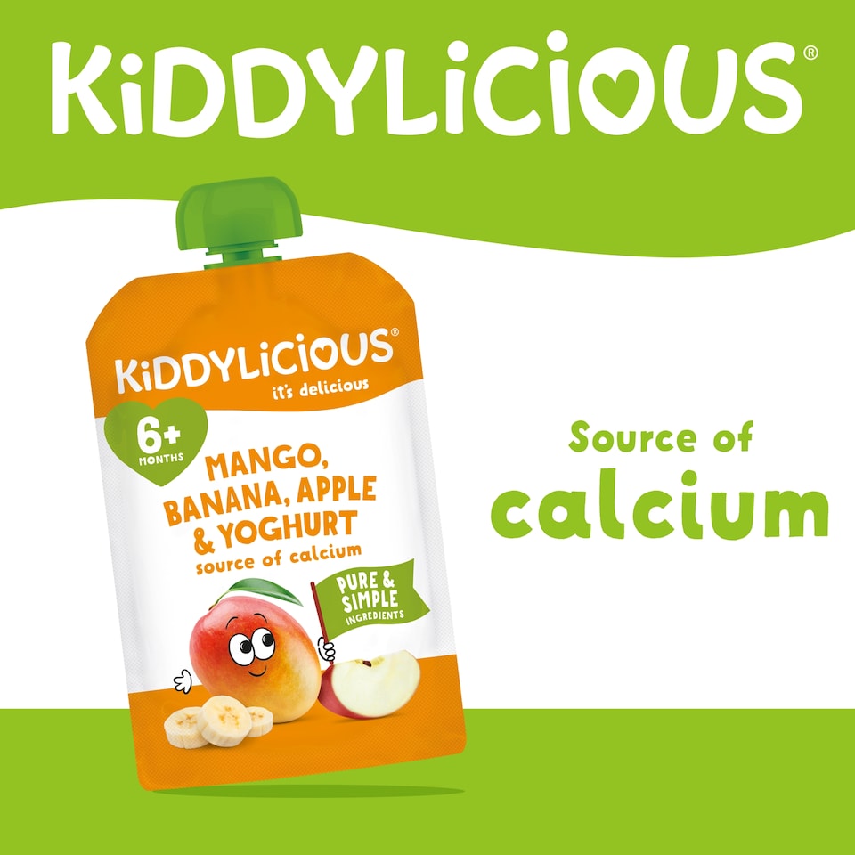 image 1 of Kiddylicious Mango, Banana, Apple & Yoghurt Pouch 4x100g