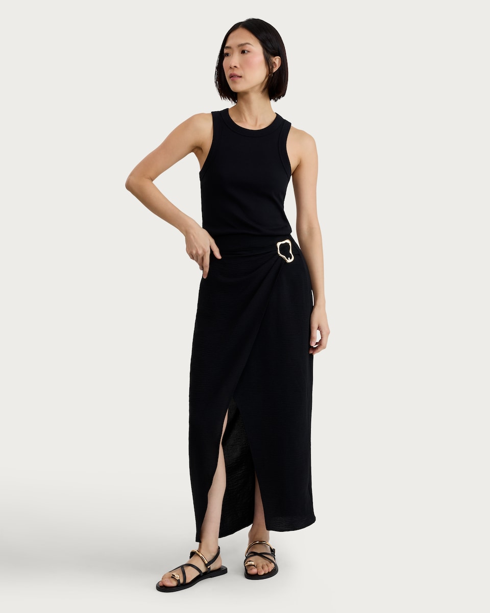 image 1 of F&F Cotton Rich Ribbed Racer Back Vest in Black