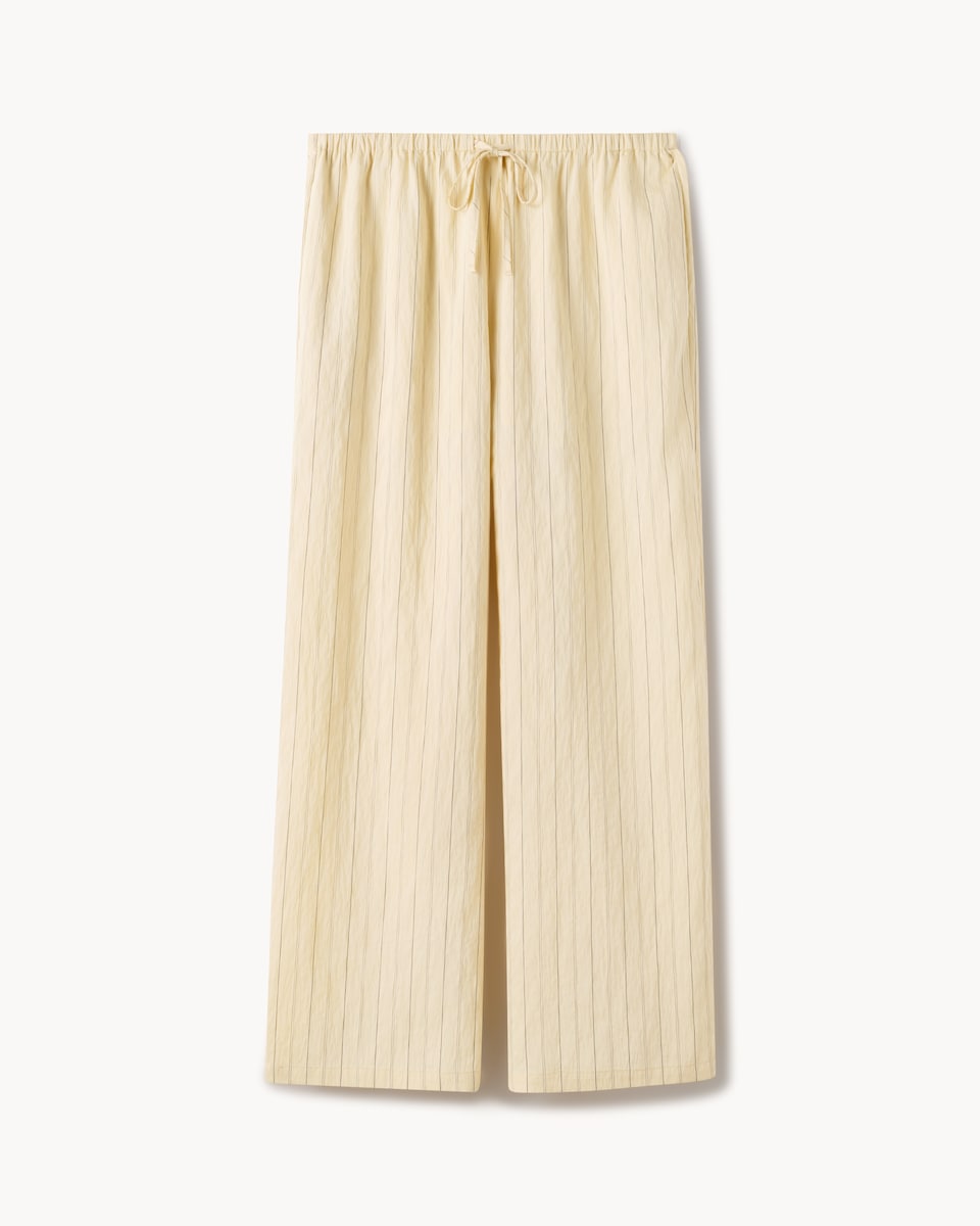 image 1 of F&F Pinstripe Wide Leg Trousers in Cream