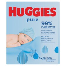 Huggies Pure Baby Wipes Fragrance Free 6 Packs 6X56 Wipes