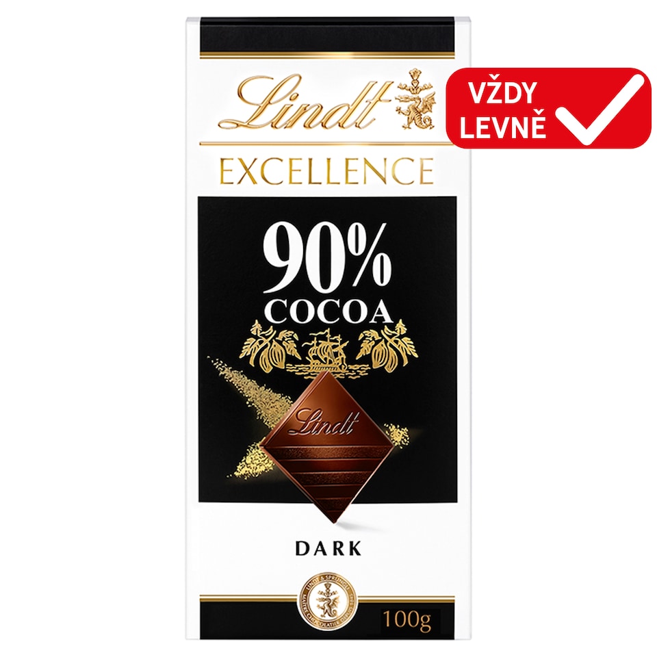 image 1 of Lindt Excellence Extra Smooth Dark Chocolate 90% Cocoa 100g