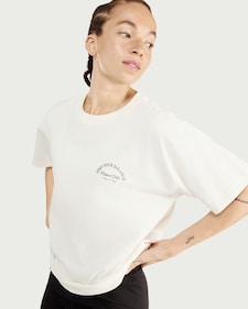 F&F Active EVERYHOUR Pure Cotton Pilates Club Oversized Fit T-Shirt in Cream