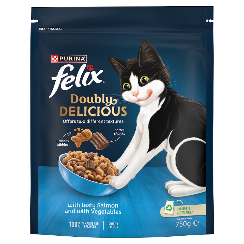 image 1 of FELIX Doubly Delicious Salmon & Veg Dry Cat Food 750g