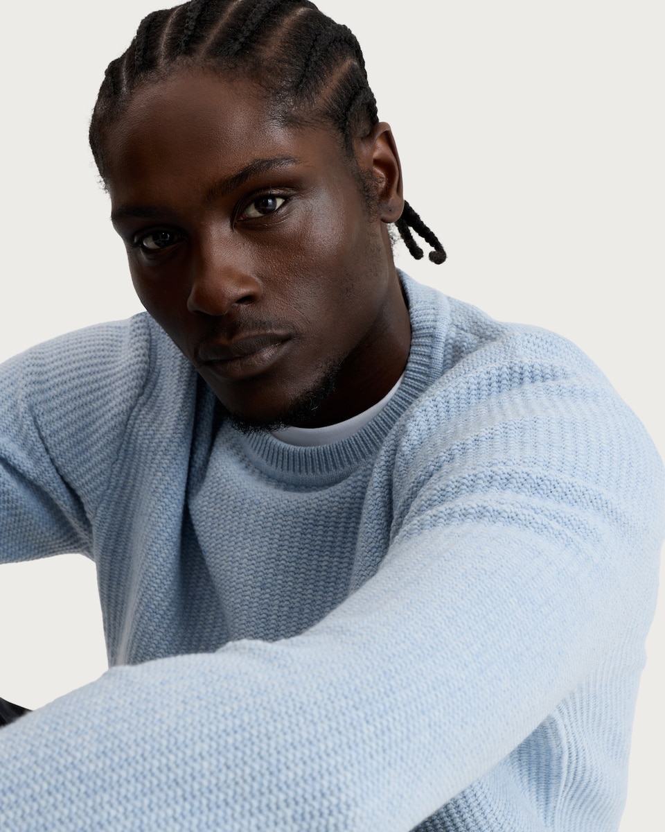 image 1 of F&F Knitted Ribbed Crew Neck Jumper in Blue