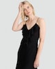 image 2 of F&F V Neck Ruffle Front Strappy Midi Dress in Black