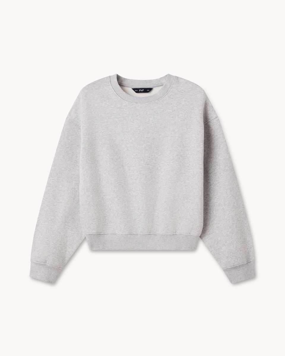 image 1 of F&F Cotton Rich Crew Neck Sweatshirt in Grey
