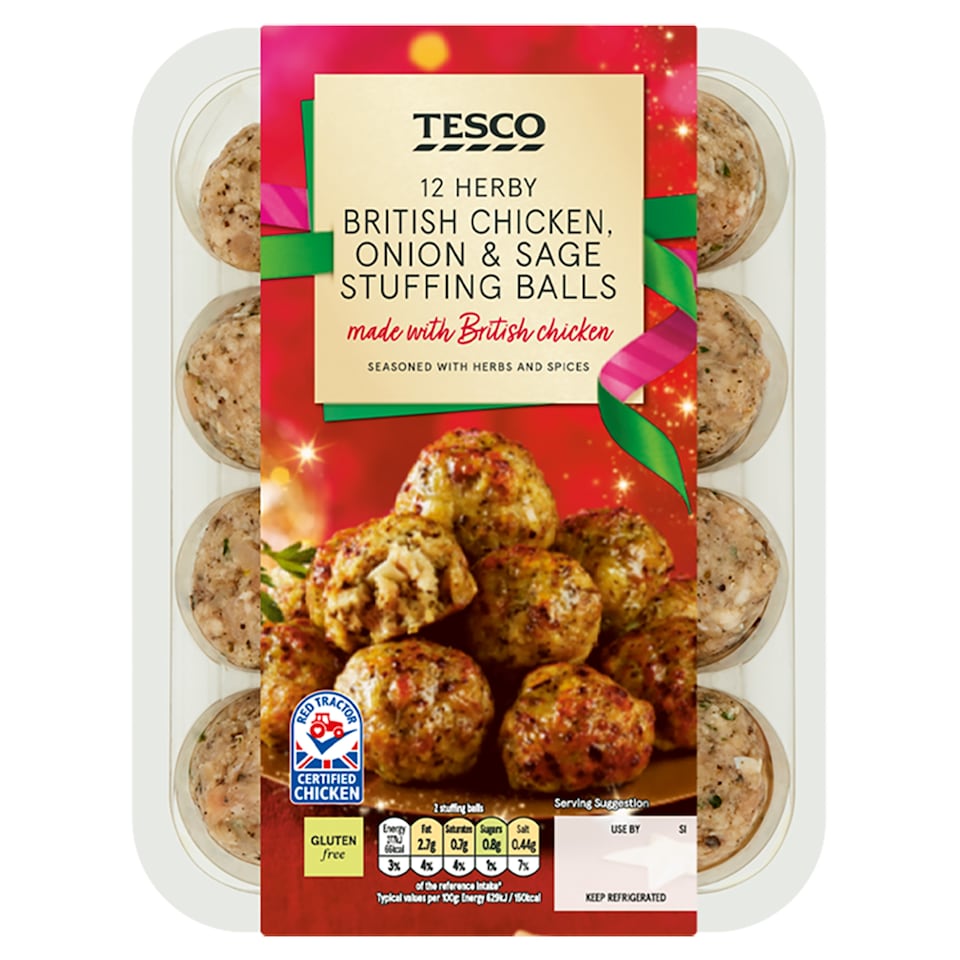 Tesco 12 Chicken Sage And Onion Stuffing Balls 348G