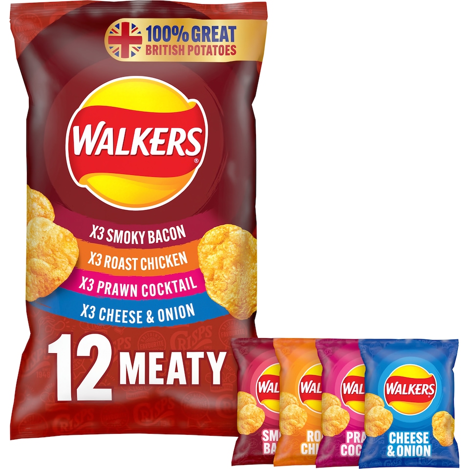 image 1 of Walkers Meaty Variety Multipack Crisps 12x25g