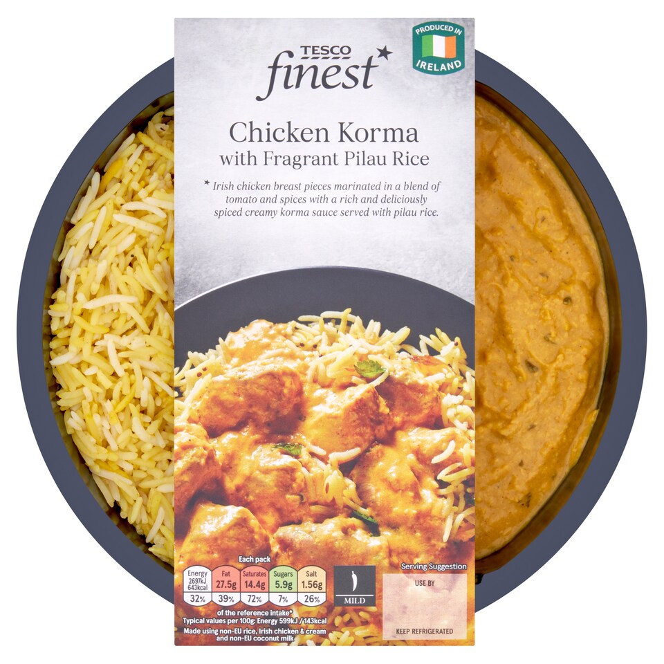 Tesco Finest Chicken Korma And Pilau Rice 450G