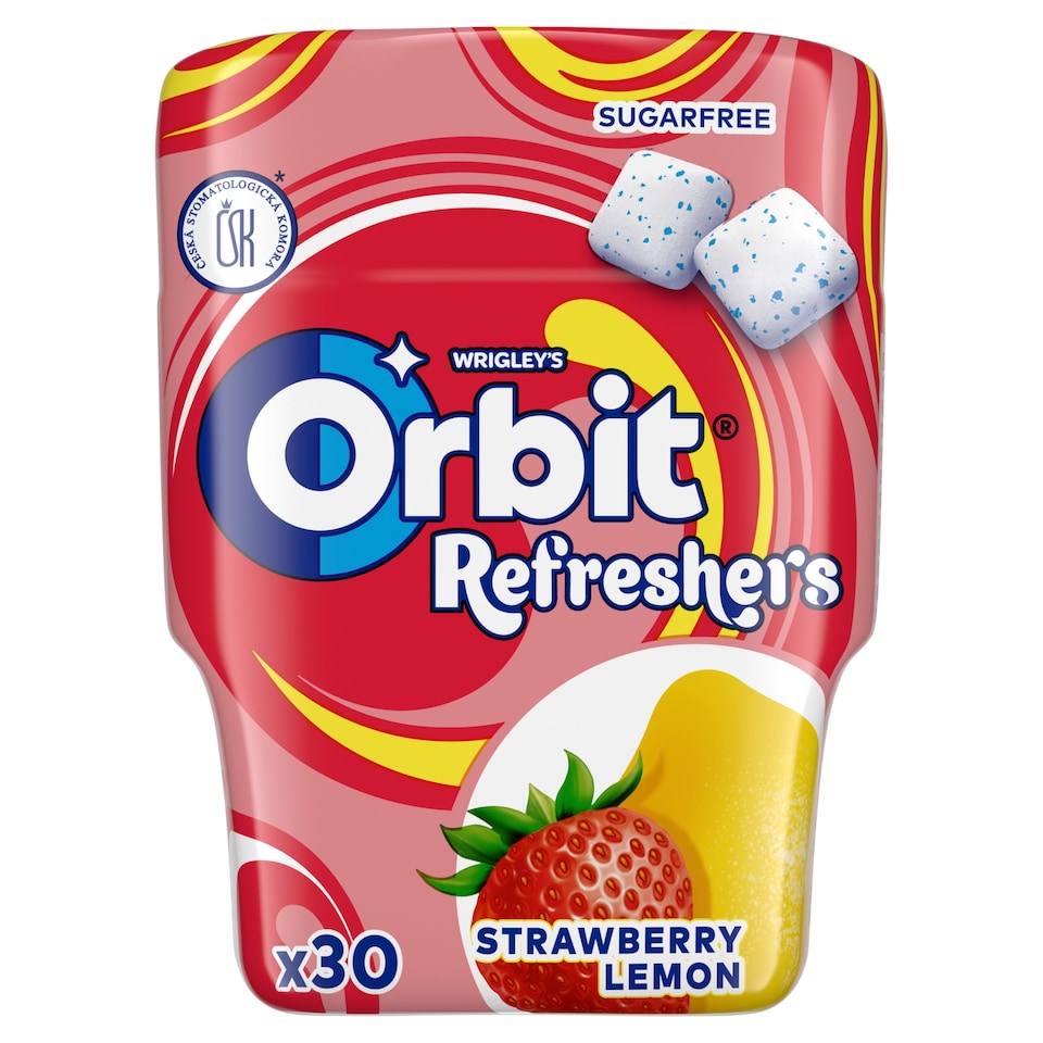 image 1 of Wrigley's Orbit Refreshers Sugar-Free Strawberry and Lemon Chewing Gum with Sweeteners 30 pcs 67g