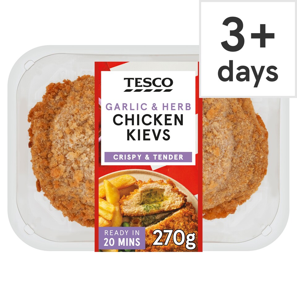 Tesco 2 Garlic and Herb Chicken Kievs 270g (C)