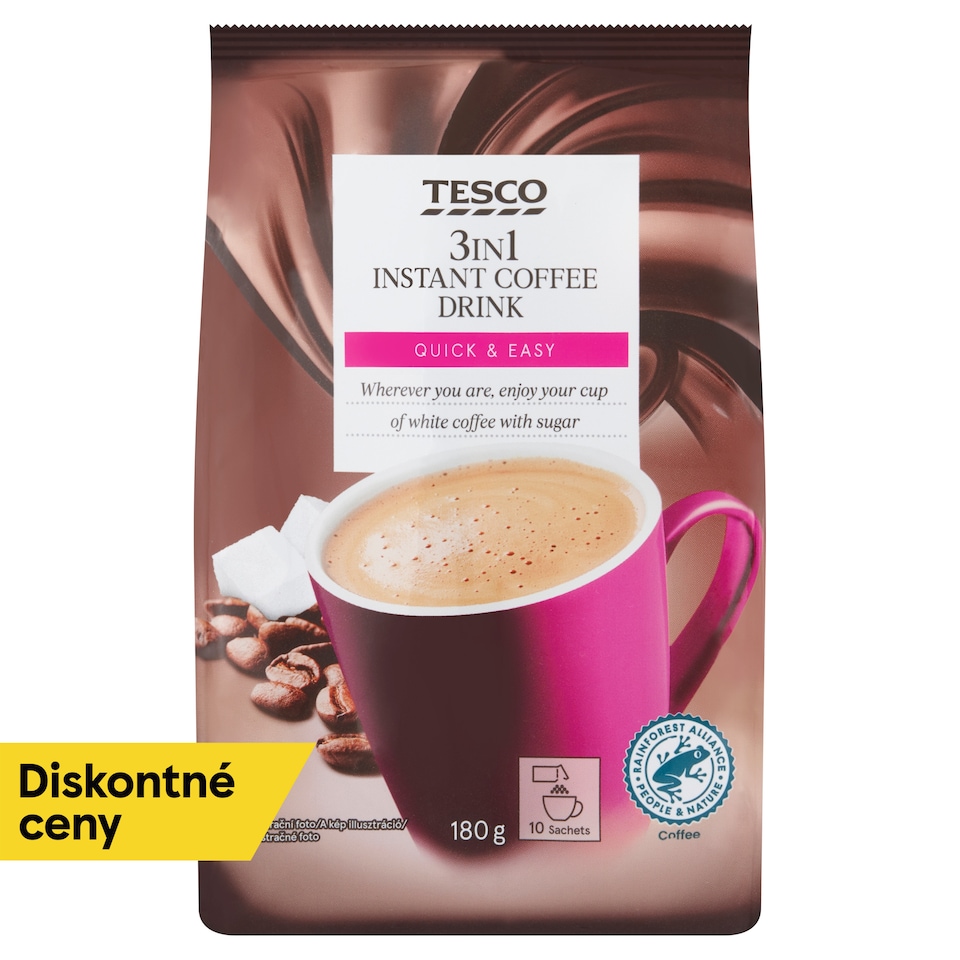 Tesco 3in1 rozpustná zmes na prípravu kávového nápoja 10 x 18 g (180 g)