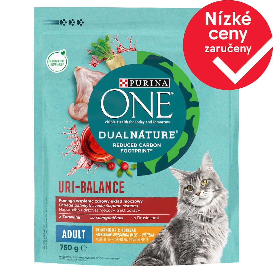 PURINA ONE DualNature URI-BALANCE Adult s kuřetem a brusinkami 750g