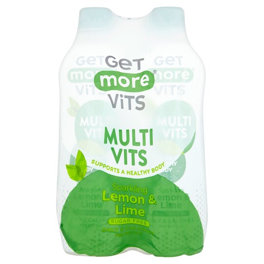 Get More Multivitamins Sparkling Lemon & Lime 4 Pack 500Ml Tesco