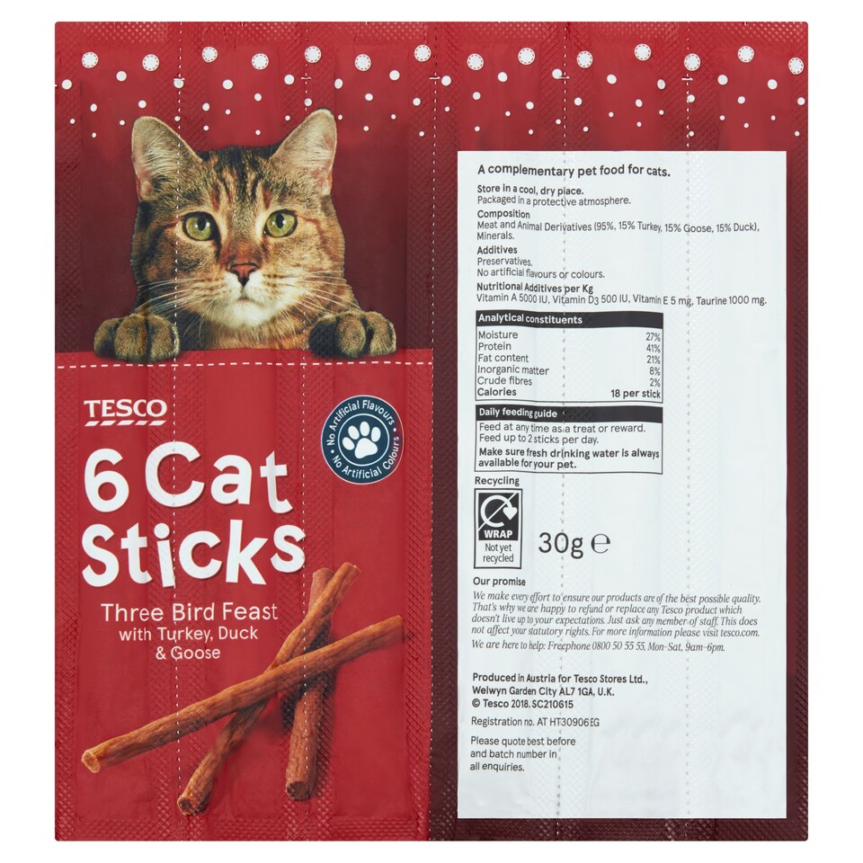 T. 6 cat sticks 3 Bird Feast 30g
