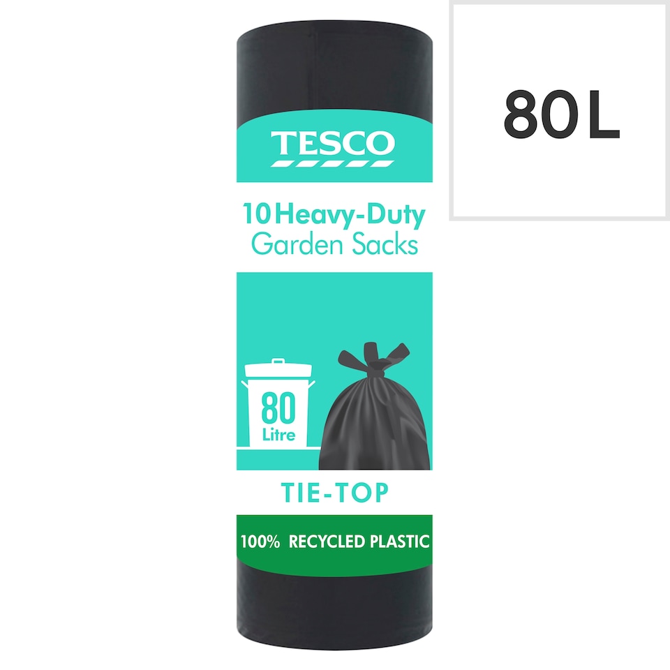 image 1 of Tesco Tie Top Garden Sacks 10 Pack (80L)