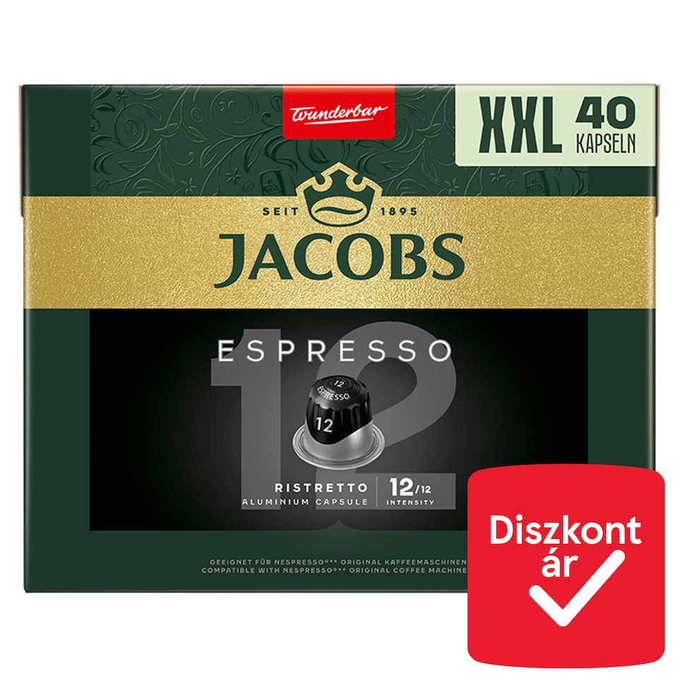 Jacobs Espresso Ristretto őrölt-pörkölt kávé kapszulában 40 db 208 g