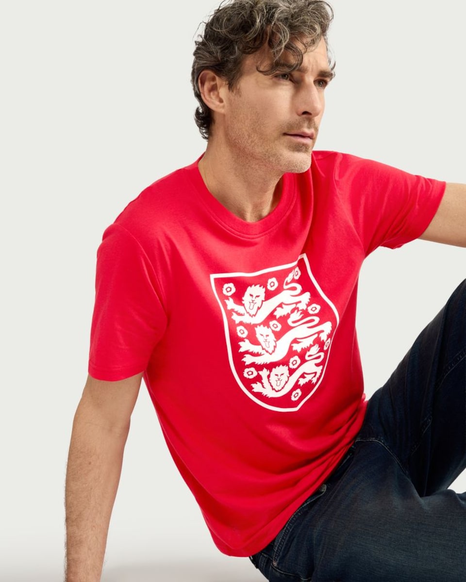 image 1 of England Cotton Rich Three Lions T-Shirt in Red