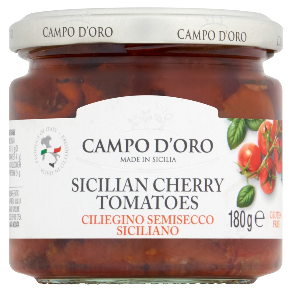 Campo D'oro Sicilian Cherry Tomatoes with Fresh Basil 180g