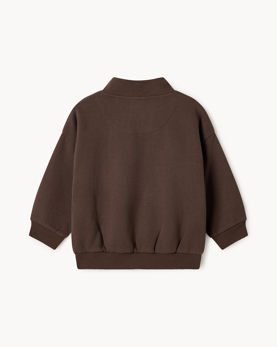 image 1 of F&F Boys Cotton Rich Half Zip Sweatshirt in Brown