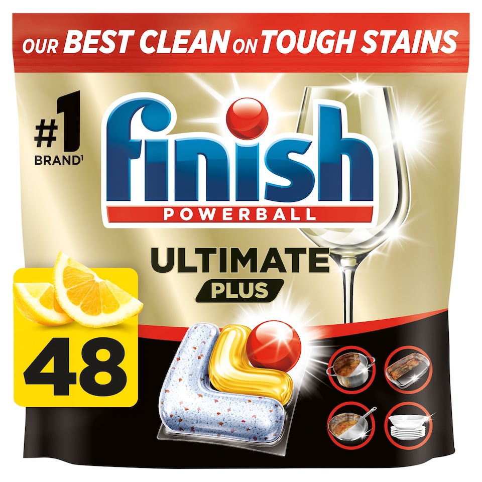 image 1 of Finish Ultimate Plus All In One 48 Dishwasher Tablets Lemon 585.6g 