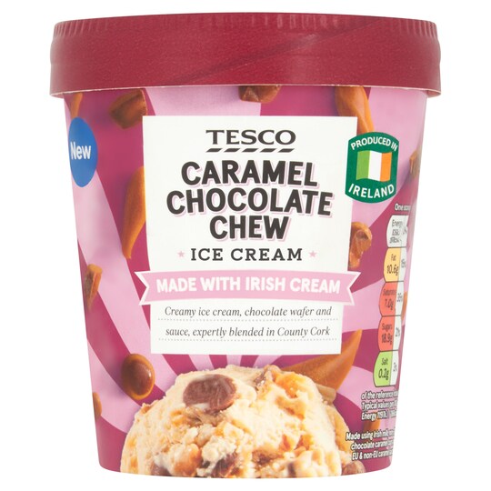Tesco Caramel Chocolate Chew Ice Cream 500Ml Tesco Groceries