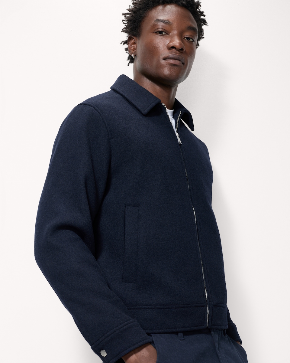 image 1 of F&F Wool Blend Harrington Jacket in Navy