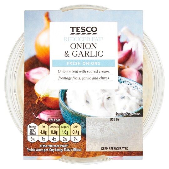 Tesco Reduced Fat Onion & Garlic Dip 200G Tesco Groceries