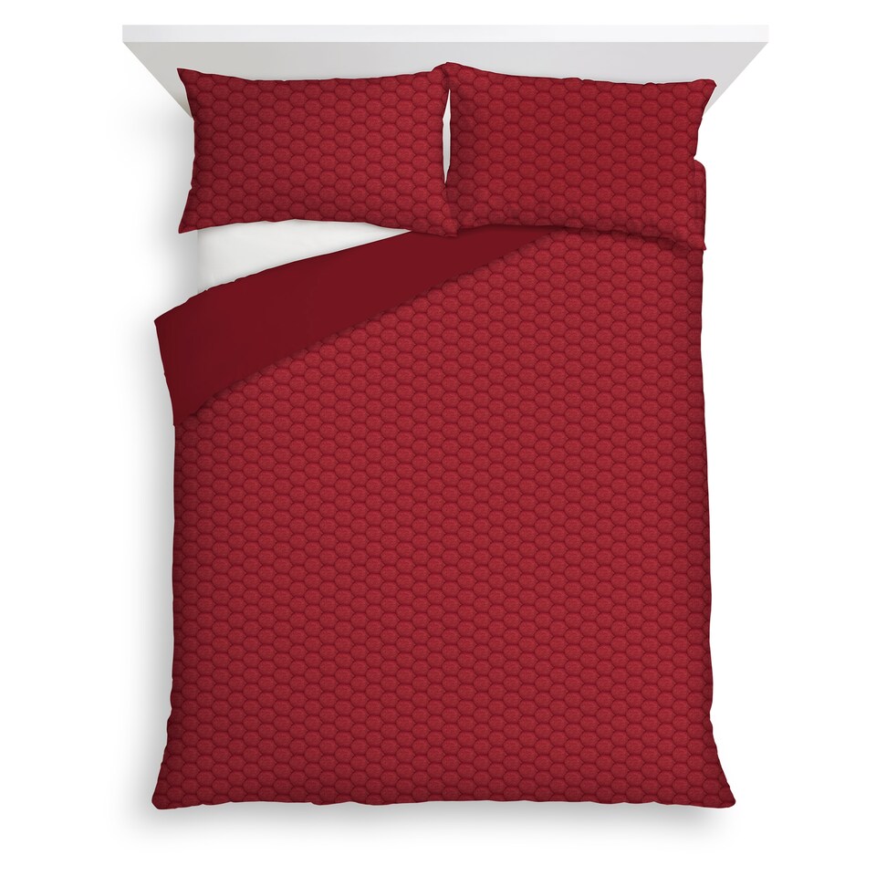 F&F Home Burgundy Bubble Faux Fur Duvet Set King