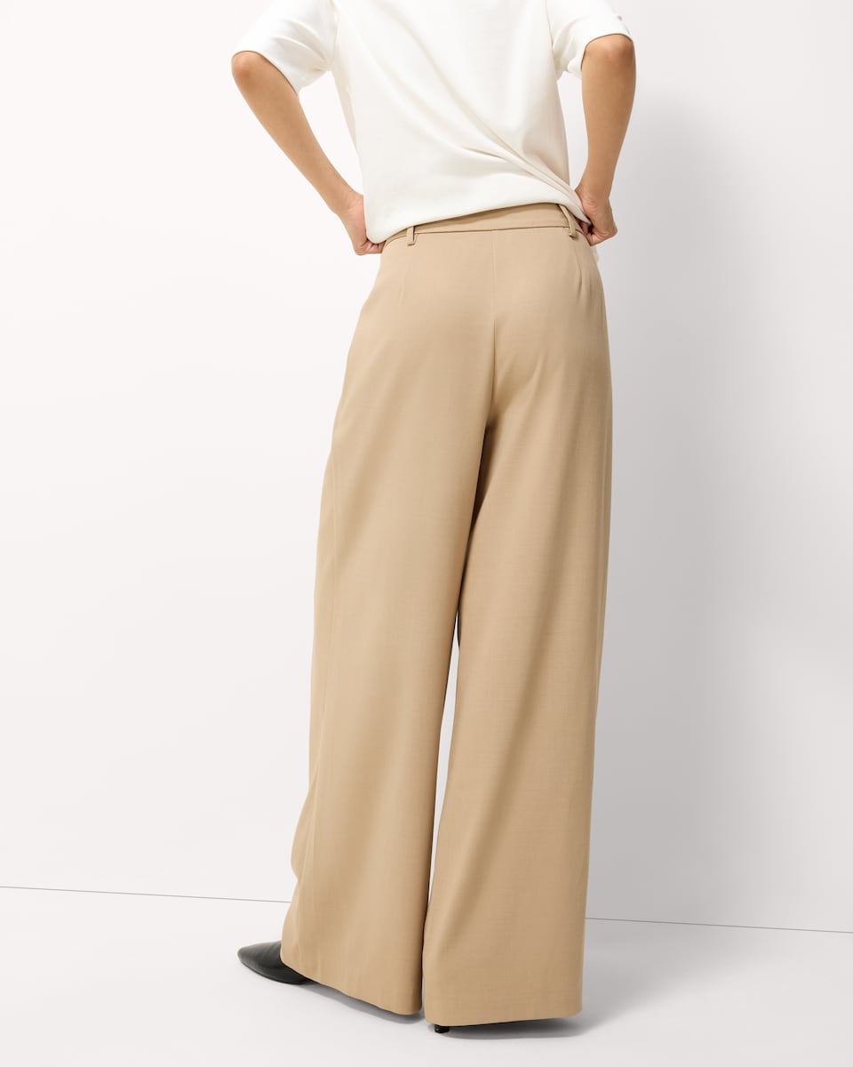 image 1 of F&F Triple Pleated Wide Leg Trousers in Med Nude
