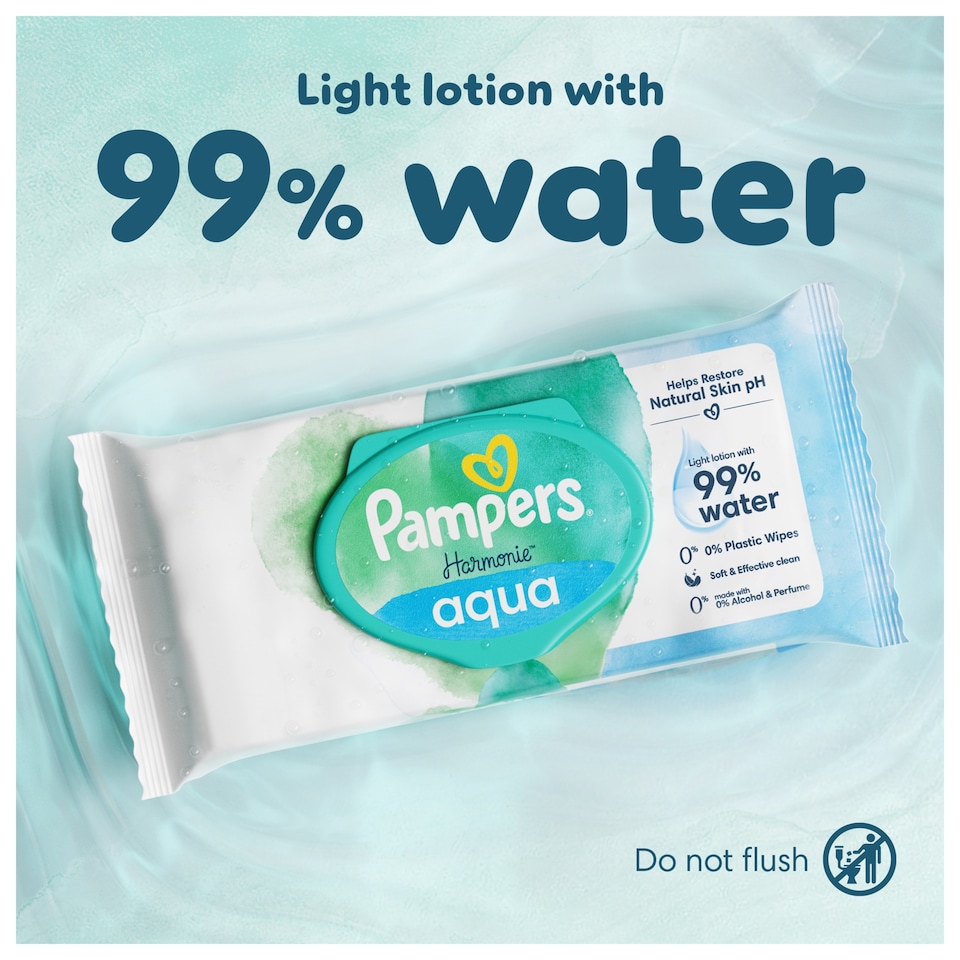 image 1 of Pampers Harmonie Aqua Baby Wipes 48 Pack